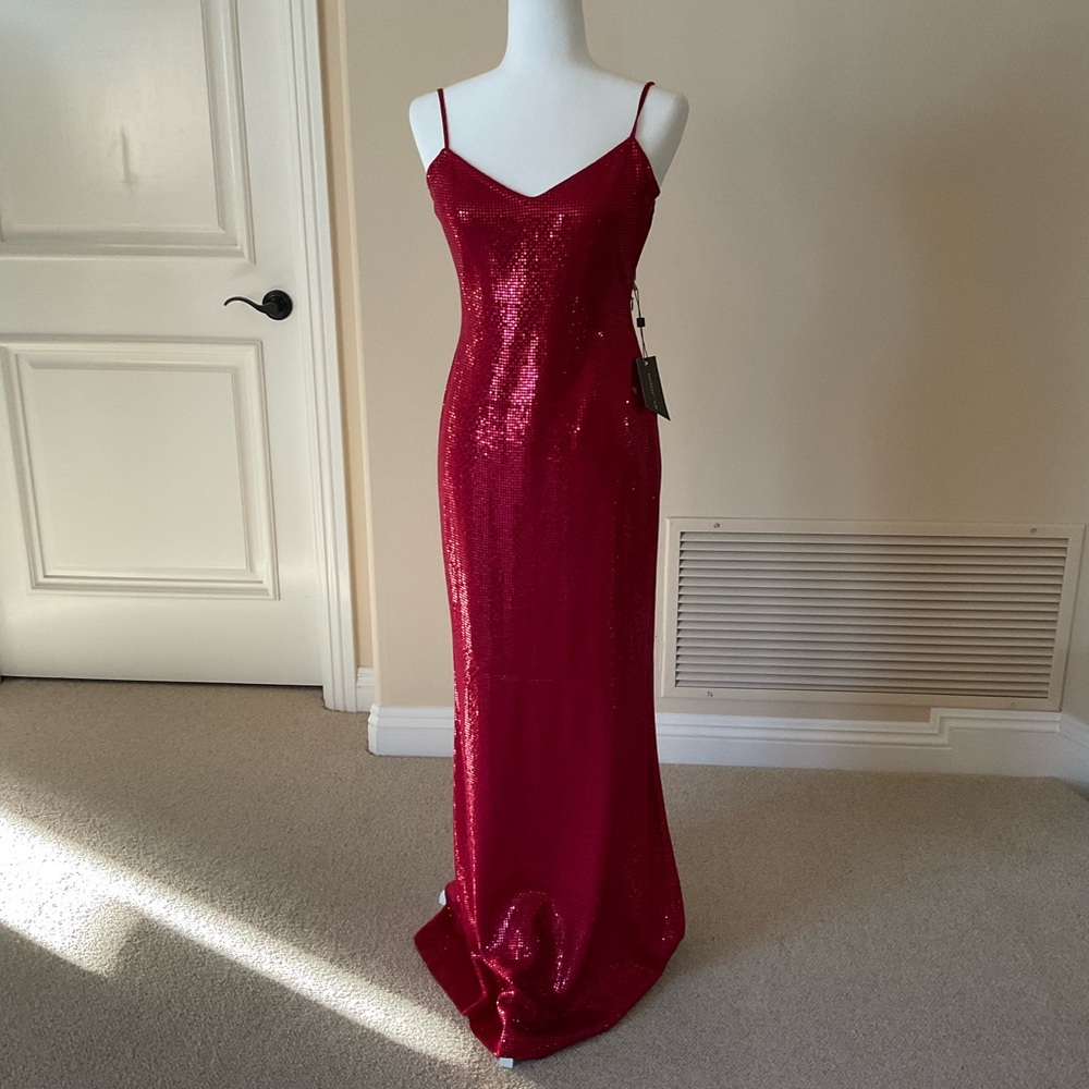 St. John Red Sequin Maxi Dress